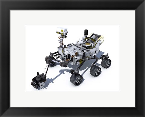 Framed Perseverance Mars Rover On White Background Print