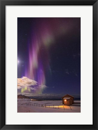 Framed Northern Lights Above Flakstad Beach, Norway Print