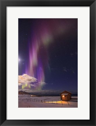 Framed Northern Lights Above Flakstad Beach, Norway Print