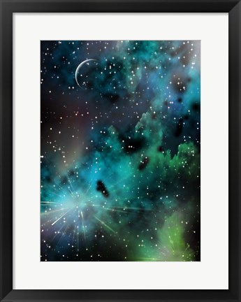 Framed Vivid Colors in Deep Space Print