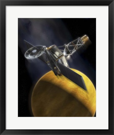 Framed Artist&#39;s Concept of the Mariner 2 Space Probe Passing Venus Print