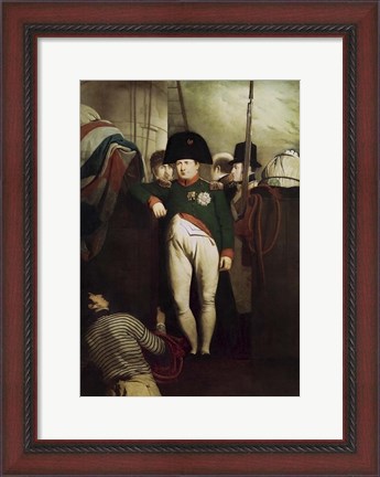 Framed Napoleon Bonaparte on the gangway of the HMS Bellerophon Print