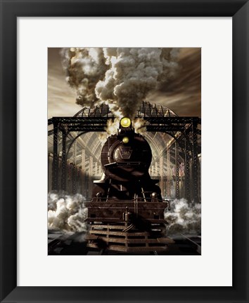 Framed Industrial age of Steam Engine Print