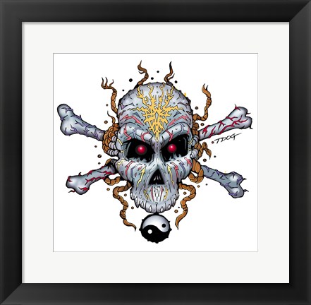 Framed Rasta Skull v1 Print