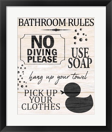 Framed Bath Rules 1 Print