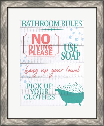 Framed Bath Rules 1 Print