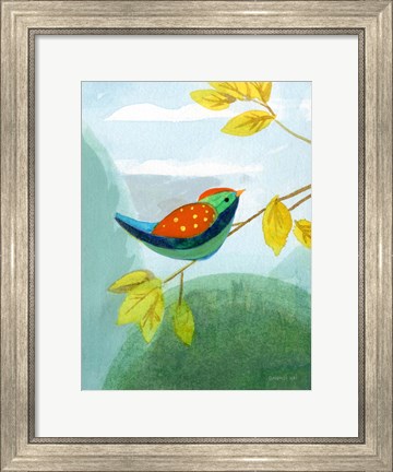 Framed Colorful Birds I Print