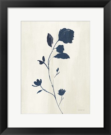 Framed Simple Nature III Indigo Cream Print