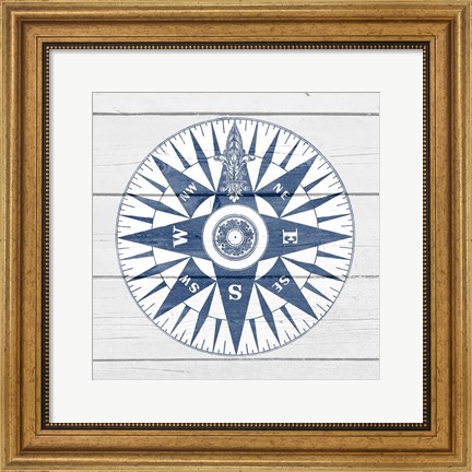 Framed Blue Compass Print