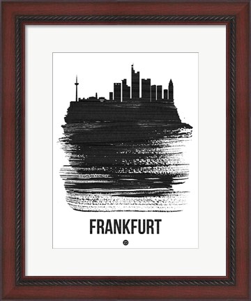 Framed Frankfurt Skyline Brush Stroke Black Print