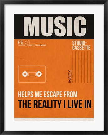 Framed Music Is Escape Print