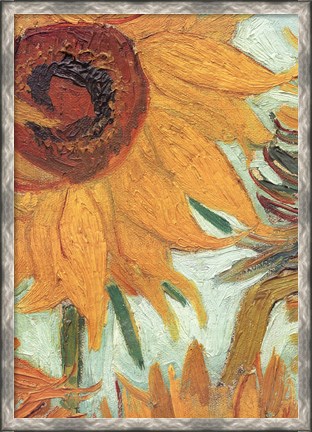 Framed Vase with Twelve Sunflowers, .c1888 (detail) Print