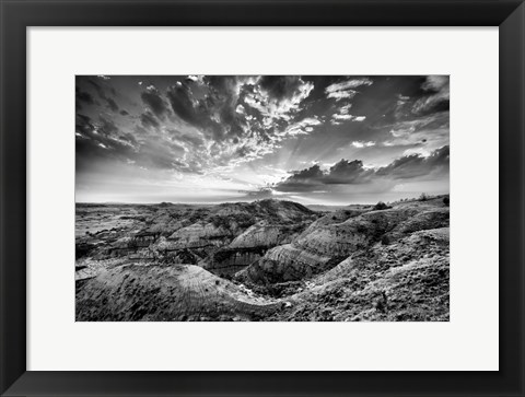 Framed Clearing Storm in the Badlands Monochrome Print