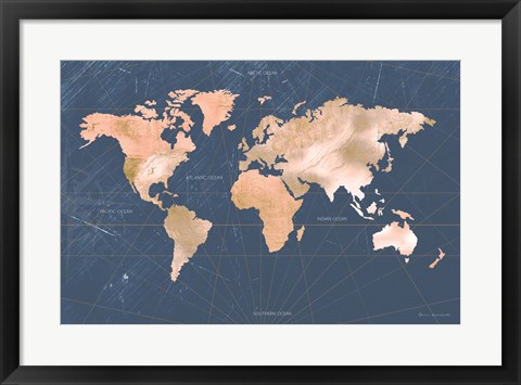 Framed Mindfully Marbled Map Print