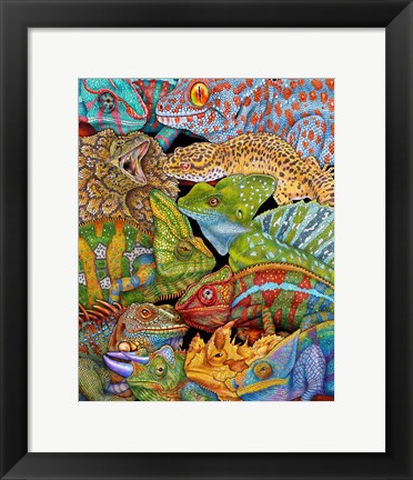 Framed Collage Reptiles Vertical Print