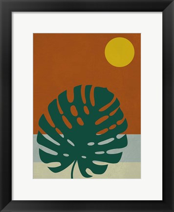 Framed Tropical Leaf and Blue Moon Print
