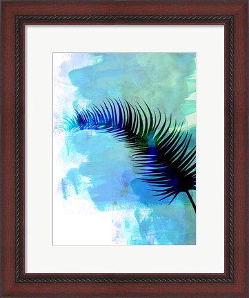 Framed Blue Leaf Watercolor I Print
