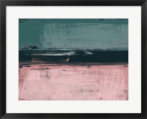 Framed Abstract Dark Green and Light Red Print