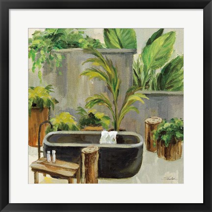 Framed Tropical Bath I Print