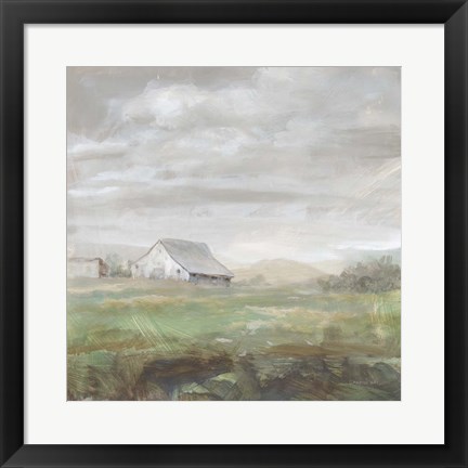 Framed White Barn Fields Print