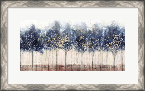 Framed Golden Blue Trees Print