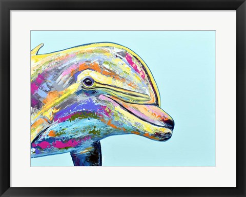 Framed Blue Dolphin Print