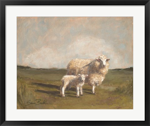 Framed Sheep in the Pasture II Print