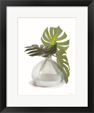 Framed Monstera Leaf Vase Print
