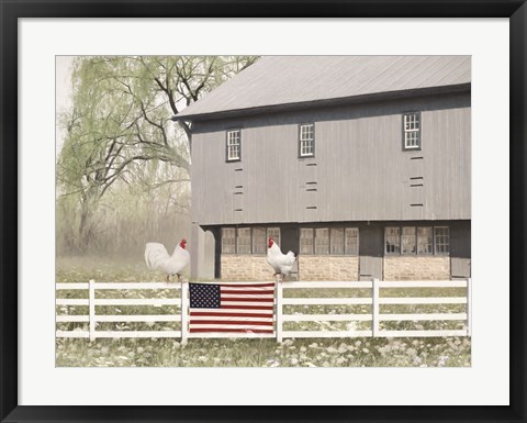 Framed Patriotic Roosters Print