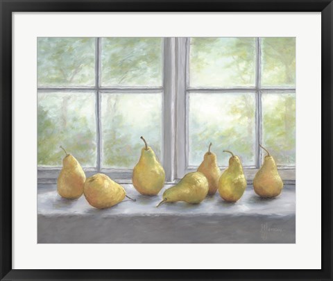 Framed Pears on a Window Sill Print