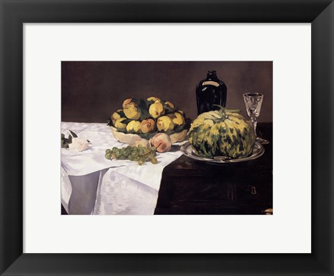 Framed Still Life with Melons and Peaches Print