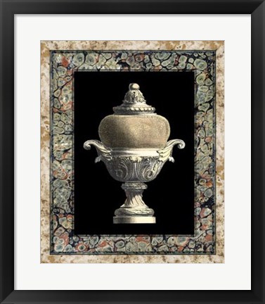 Framed Urn on Marbleized Background II Print