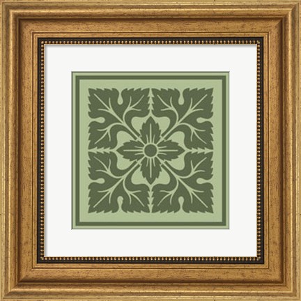 Framed Tonal Woodblock in Green IV Print