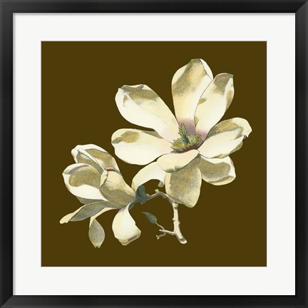 Framed Magnolia on Taupe I Print