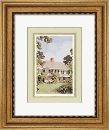 Framed Charming West Indian Plantation House Print