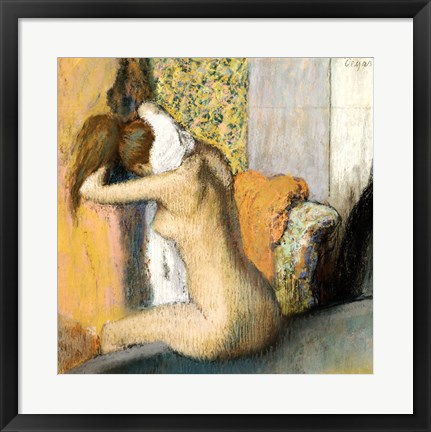 Framed After the Bath, Woman Drying her Neck Print