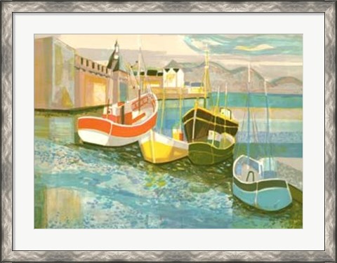 Framed Boats in Harbor II Print