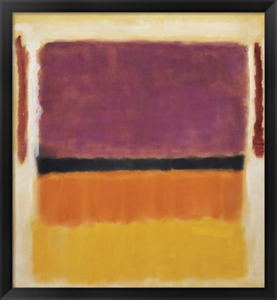 Framed Untitled (Violet, Black, Orange, Yellow on White and Red), 1949 Print