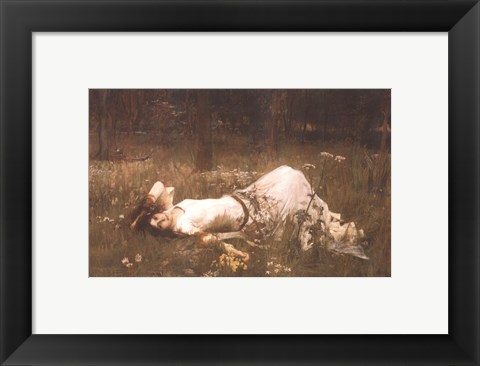Framed Ophelia (lying in the meadow), 1905 Print