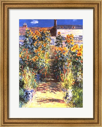 Framed Artist&#39;s Garden at Vetheuil Print