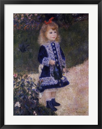 Framed Girl with a Watering Can Print