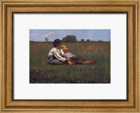 Framed Boys in a Pasture, 1874 Print