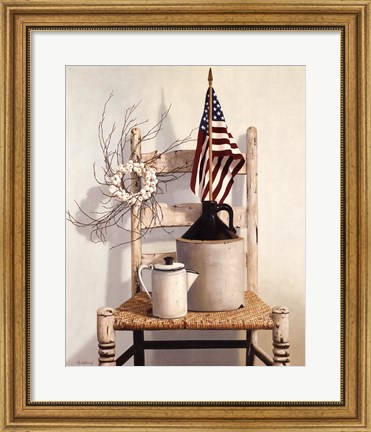 Framed Chair With Jug And Flag Print