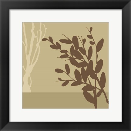 Framed Metro Leaves In Khaki II Print