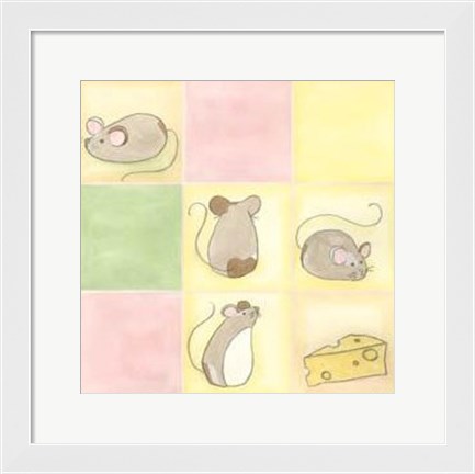 Framed Tic-Tac Mice In Pink Print