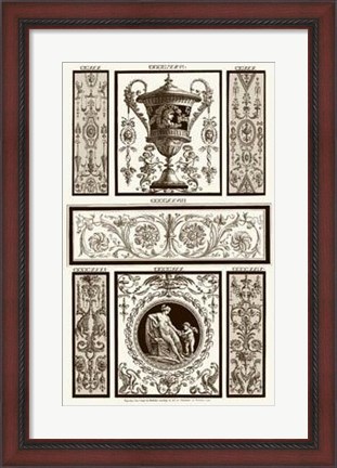 Framed Sepia Pergolesi Panel II Print