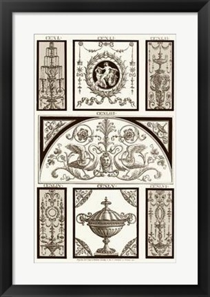 Framed Sepia Pergolesi Panel III Print