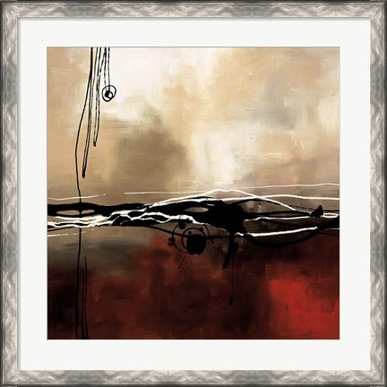 Framed Symphony in Red and Khaki I Print