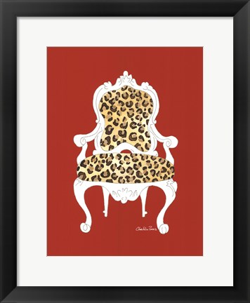 Framed Leopard Chair On Red Print