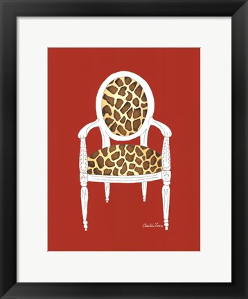 Framed Giraffe Chair On Red Print